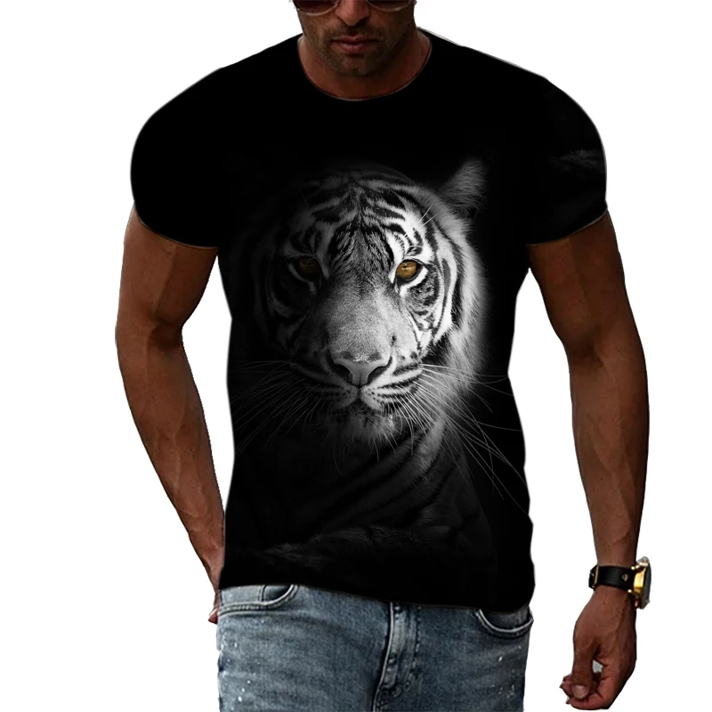 Top Trends: Summer Fashion Tiger Graphic T Shirts Men Casual Print Trend Short Sleeve T-shirts Hip Hop Harajuku Animal Pattern Streetwear Shoppable Styles