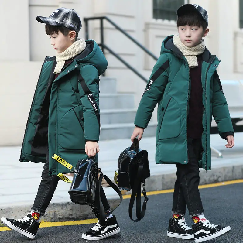 Top Trends: 4-15 Years Old Winter Children Jackets Teenage Boys Coat Fashion Long Hooded Thicken Warm Coat Kids Clothes Coats For Boys Tops Shoppable Styles