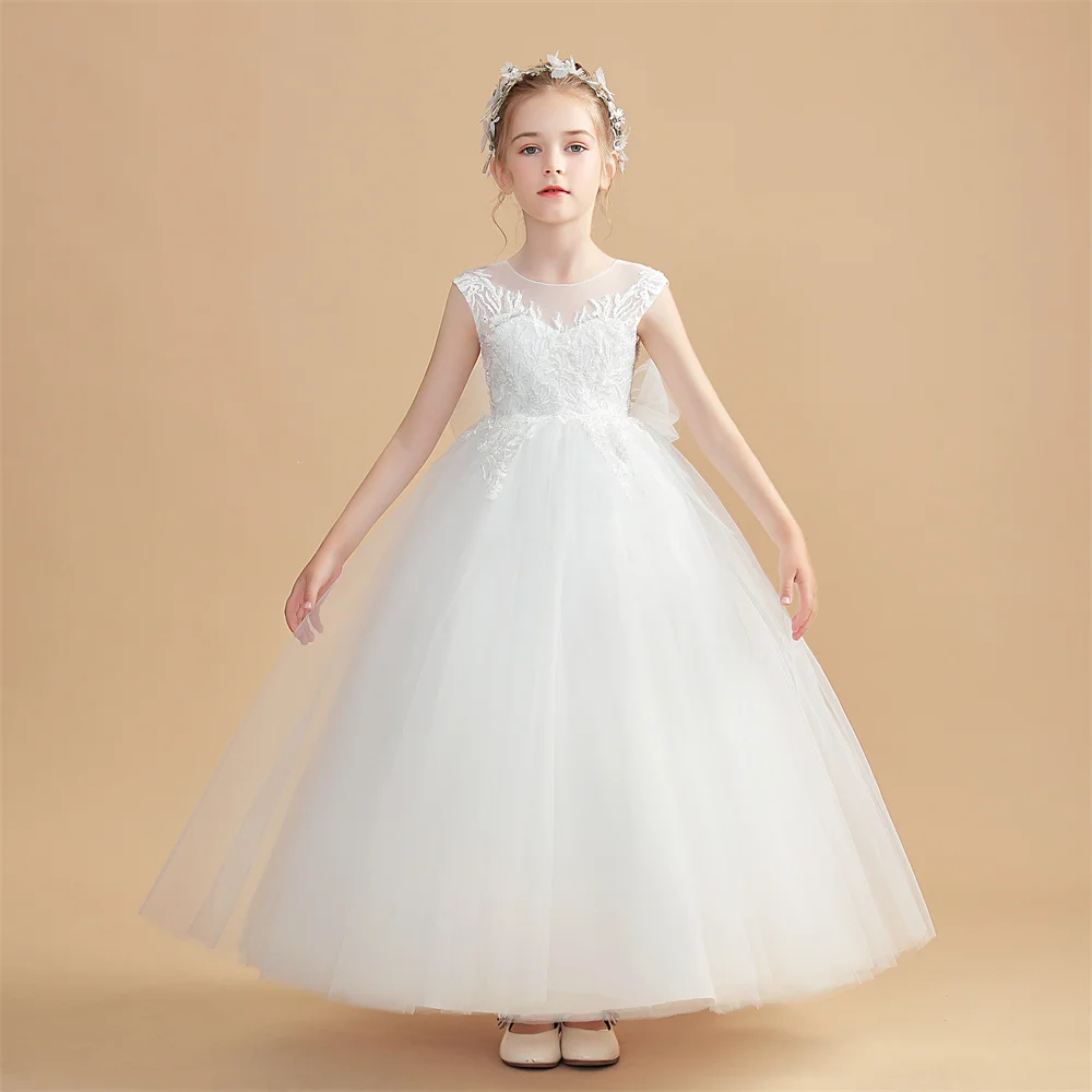 Top Trends: Ankle-Length Princess Flower Girl Dress For Kids First Communion Wedding Birthday Party Evening Gown Prom Ball Pageant Event Shoppable Styles