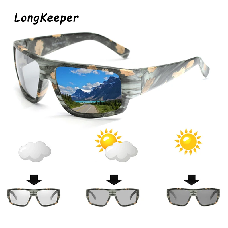 Top Trends: Square Photochromic Sunglasses Men Polarized Chameleon Glasses Driving Shades Sun Glasses Change Color Male Camo Oculos Gafas Shoppable Styles - Image 2