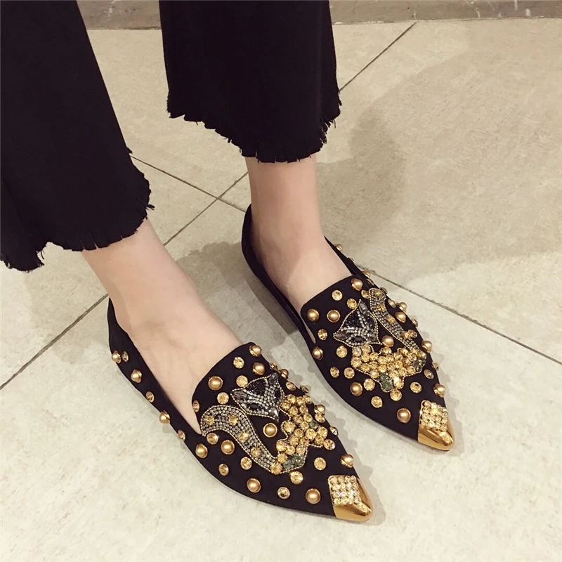 Top Trends: Women's Flat Pointed Toe Closed Loafers Backless Mules SLip-on Slippers Metal Designer Shoes Low Heel Casual Ladies Shoes Balle Shoppable Styles