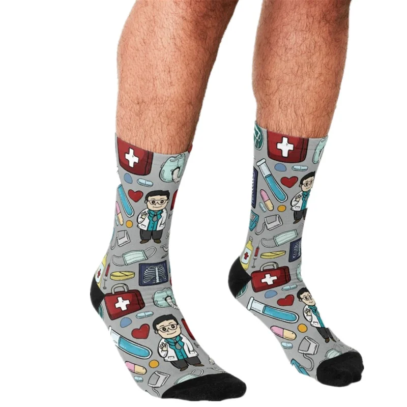 Top Trends: Socks Men Harajuku Fun Medical Pattern Socks Printed Happy Hip Hop Men Socks Novelty Skateboard Crew Casual Crazy Socks Shoppable Styles