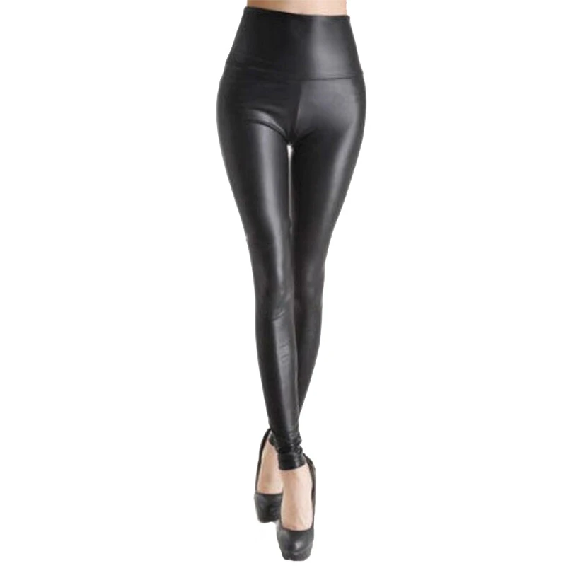 Top Trends: LJCUIYAO Black Faux Leather Pants Ankle-Length Leggings High Waist Fashion Women Dropshipping Shiny Stretchy Knitted Blue Bottom Shoppable Styles