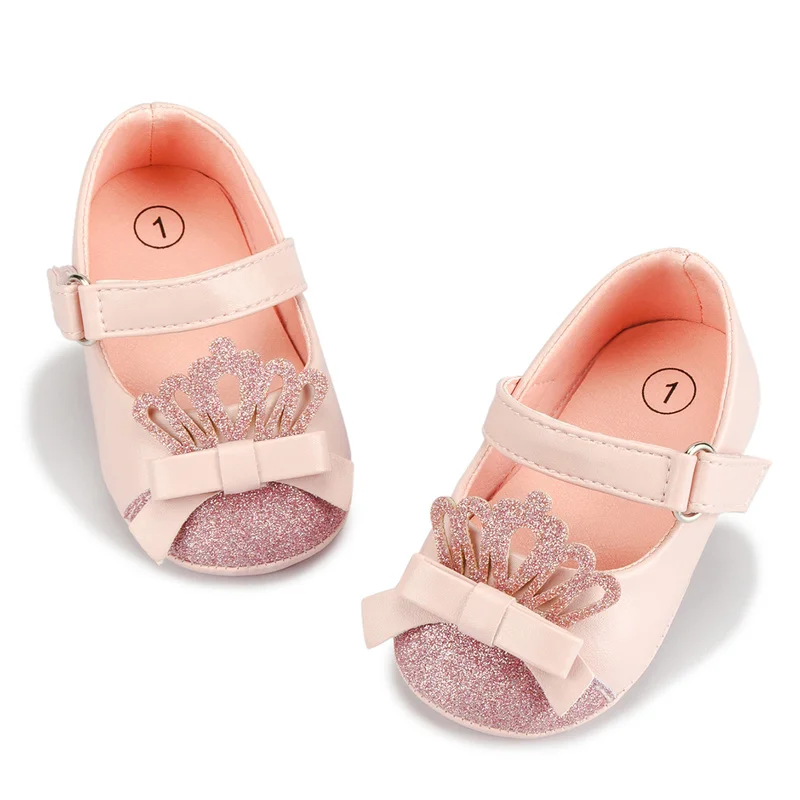 Top Trends: Baby Girl Shoes Crown Bling Baby Pink Princess Shoes Anti-slip Flat Rubber Sole Newborns First Walkers Infant Toddler Girl Shoes Shoppable Styles