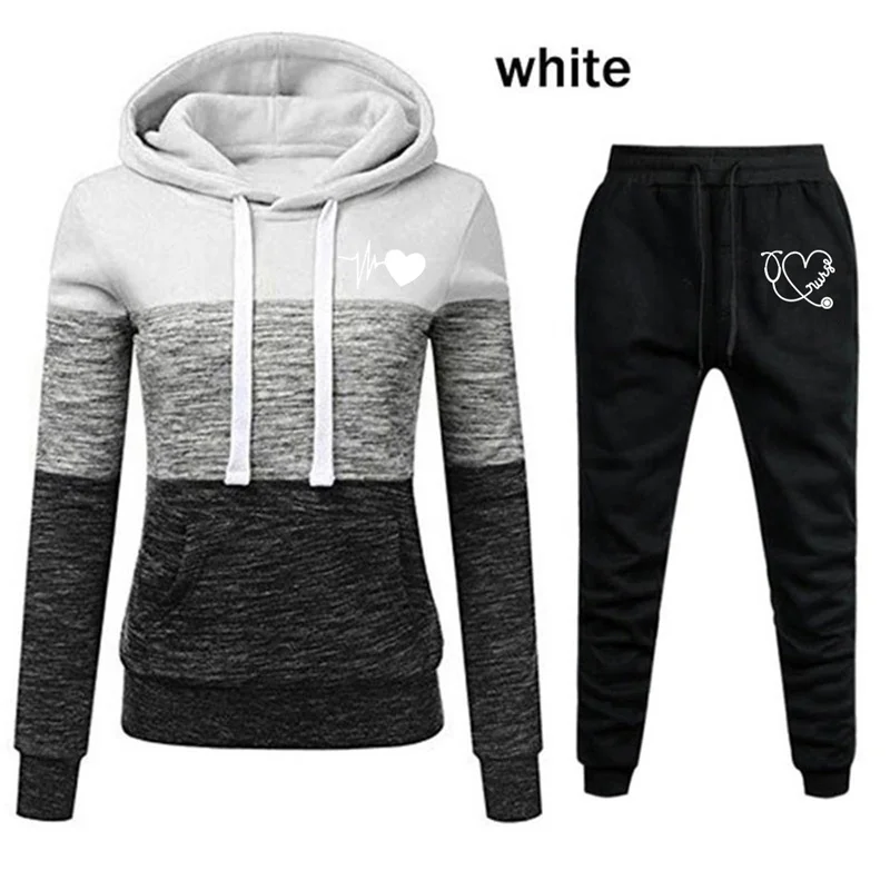 Top Trends: Women's Tracksuits 2 Piece Set Spring Autumn Hoodies Women Striped Color Hoodie + Pants Women Jumpersuit Female Sweatshirt Shoppable Styles - Image 2