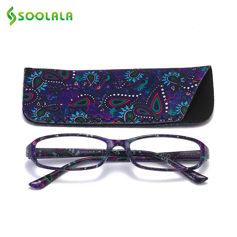 Top Trends: SOOLALA Printed Reading Glasses W / Matching Pouch Spring Hinge Rectangular Presbyopic Glasses With Cases + 1.0 1.5 1.75 To 4.0 Shoppable Styles - Image 4