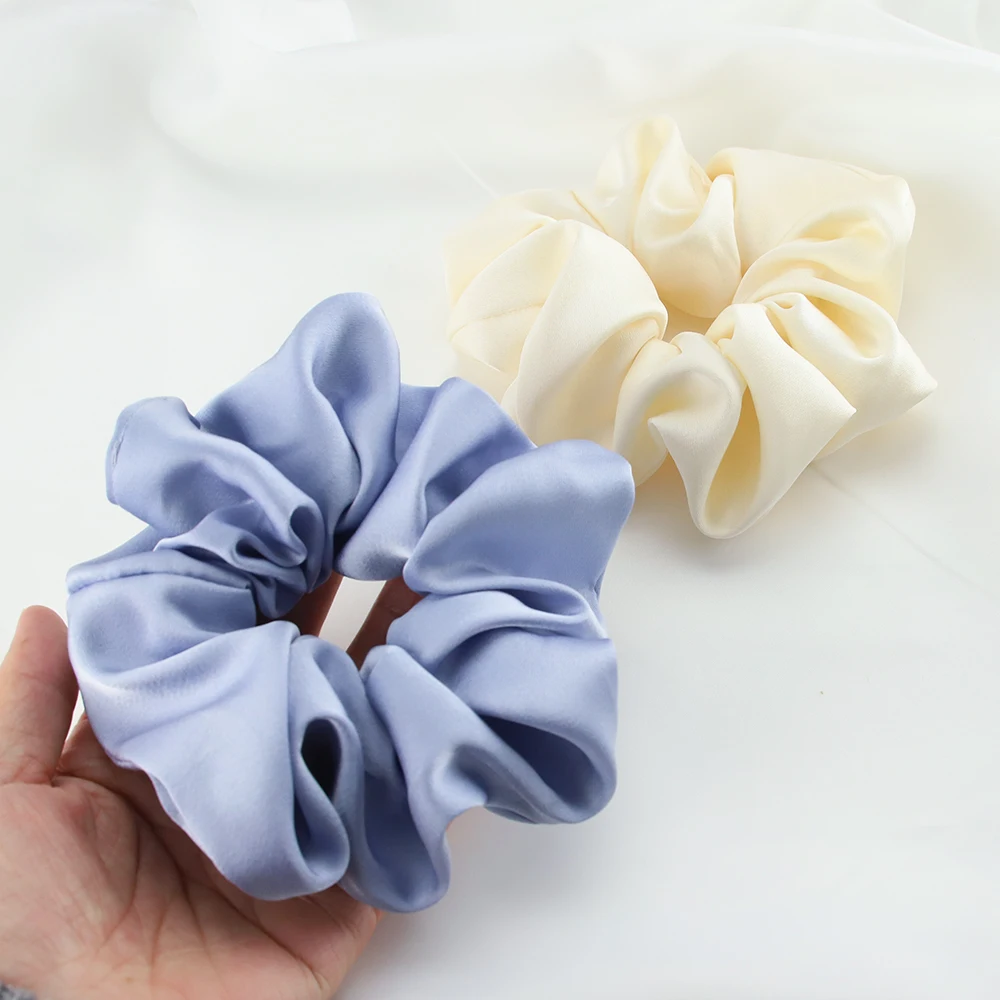 Top Trends: Silk Satin Large Scrunchies Elastic Rubber Hair Bands Women Girls Solid Headband Ponytail Holder Hair Ties Accessories Fashion Shoppable Styles