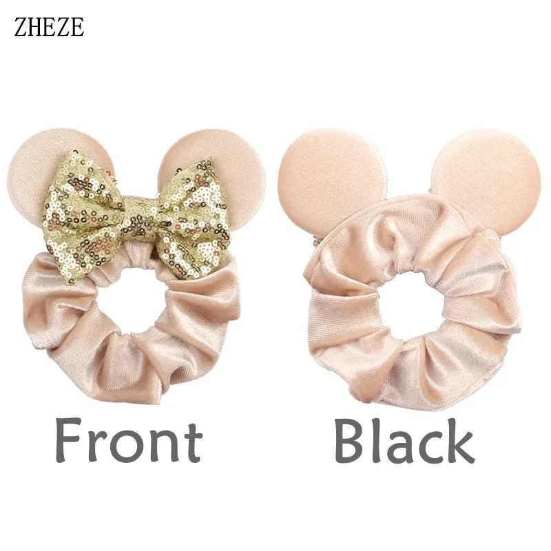 Top Trends: Hot Sales Christmas Disney Ears Hair Scrunchies Velvet Hairbands For Girls Sequins Bows Headband 2023 Women Trip DIY Accessories Shoppable Styles - Image 2