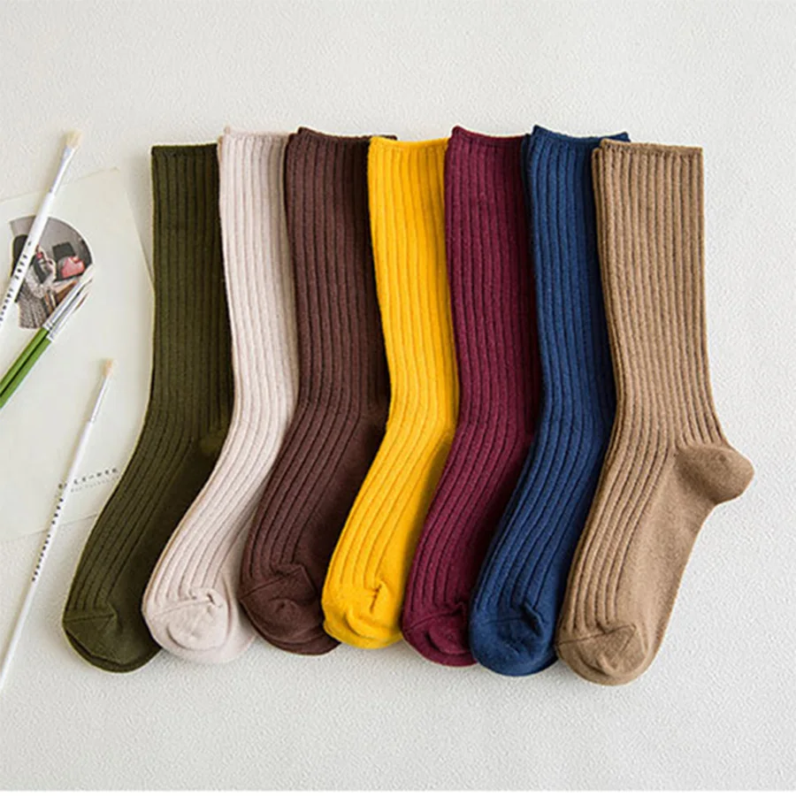 Top Trends: Cotton Women Socks 10 Solid Colors Black Khaki Beige Pink Casual Harajuku Female Crew Sock Spring Summer Autumn Style Shoppable Styles