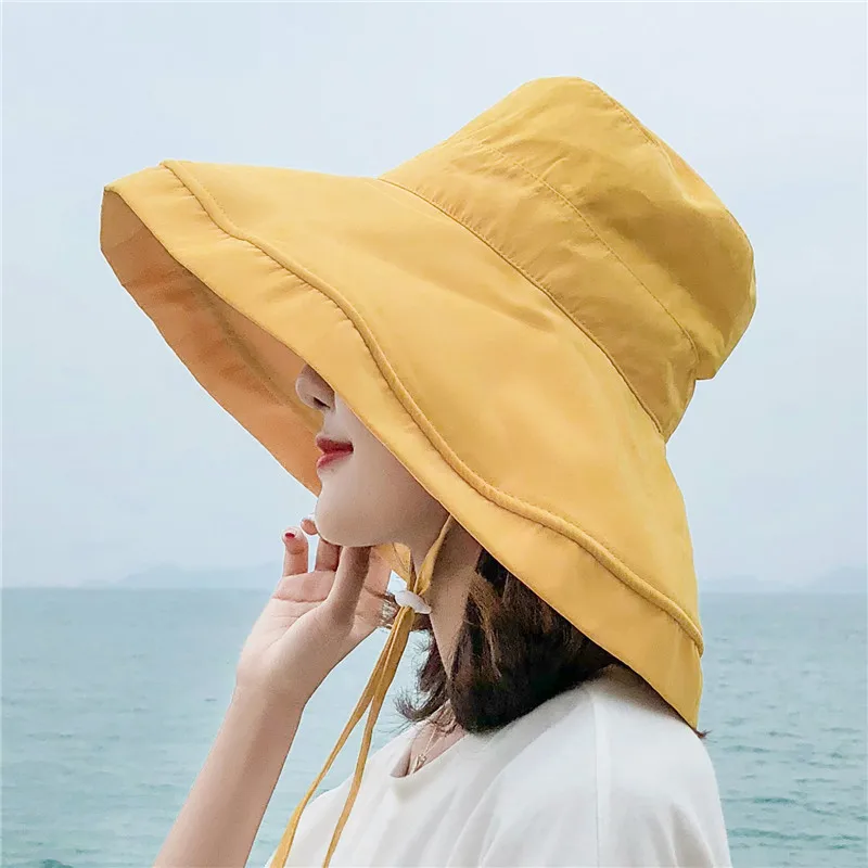 Top Trends: K22 Bucket Hat Fashion All-match Women&#039;s Panama Summer Hat Big Brim Sun Hat Double-Sided Fisherman Hat Sun Protection Sun Visor Shoppable Styles