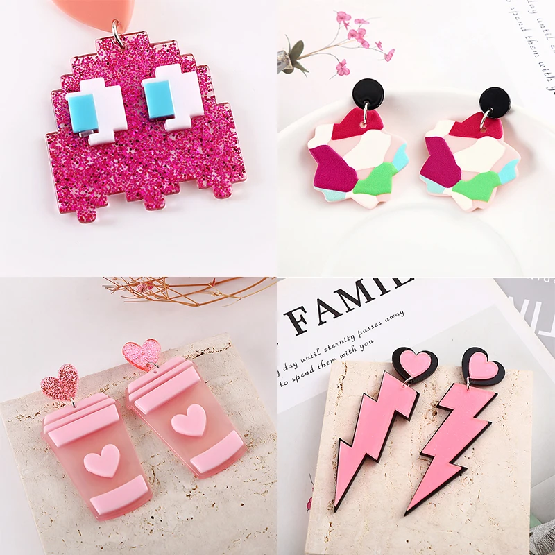 Top Trends: YAOLOGE Exaggerated Colorful Geometric Drop Earrings For Women Acrylic Earrings 2021 Trendy Party Gift Jewelry Aretes De Mujer Shoppable Styles