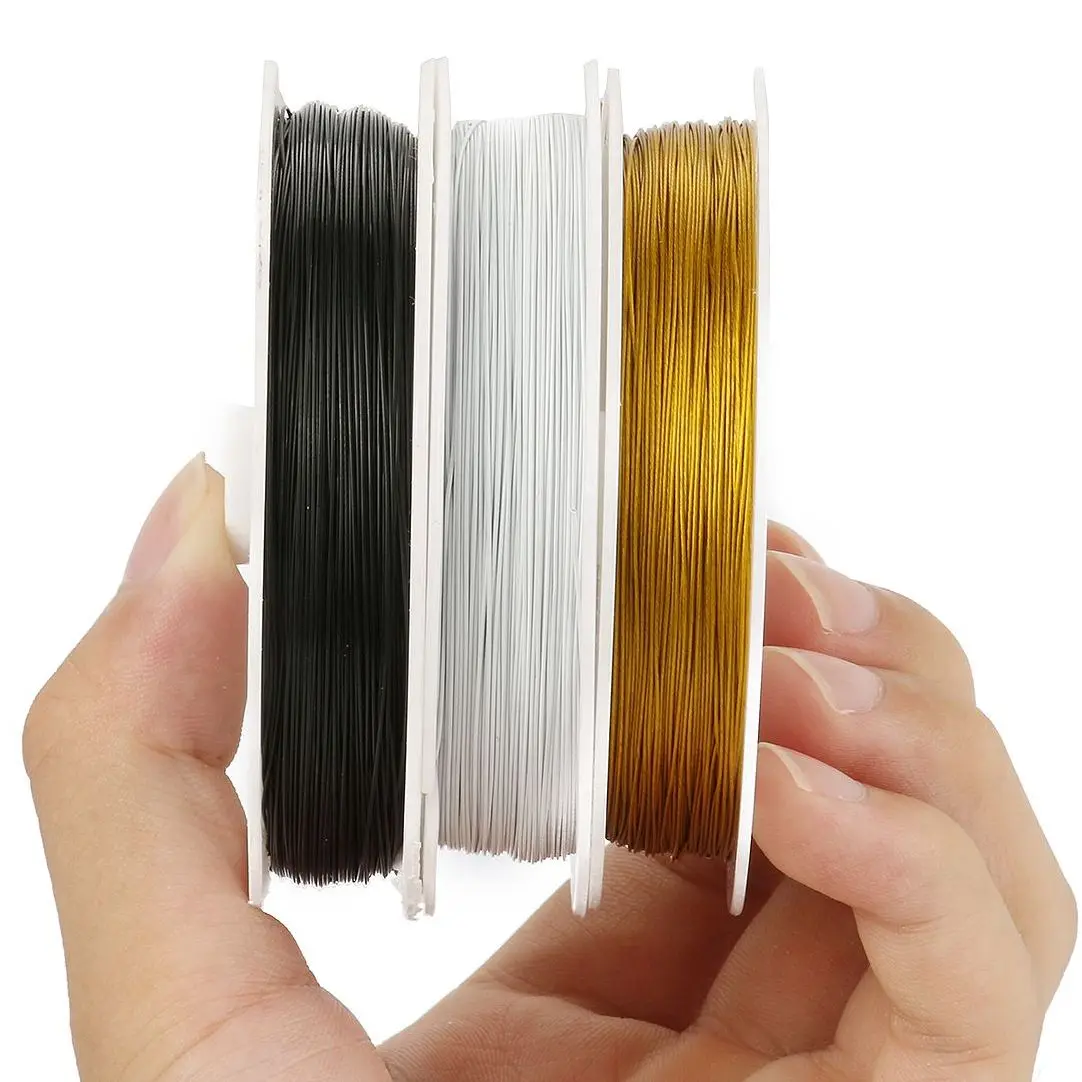 Top Trends: 1 Roll / lots 0.35 / 0.38 / 0.45mm Resistant Strong Line Stainless Steel Wire Tiger Tail Beading Wire For Jewelry Making Finding Shoppable Styles