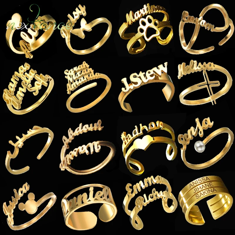 Top Trends: Nextvance Custom Personalized Stainless Steel Name Rings For Women Customized Adjustable Heart Wedding Ring Couples Jewelry Shoppable Styles