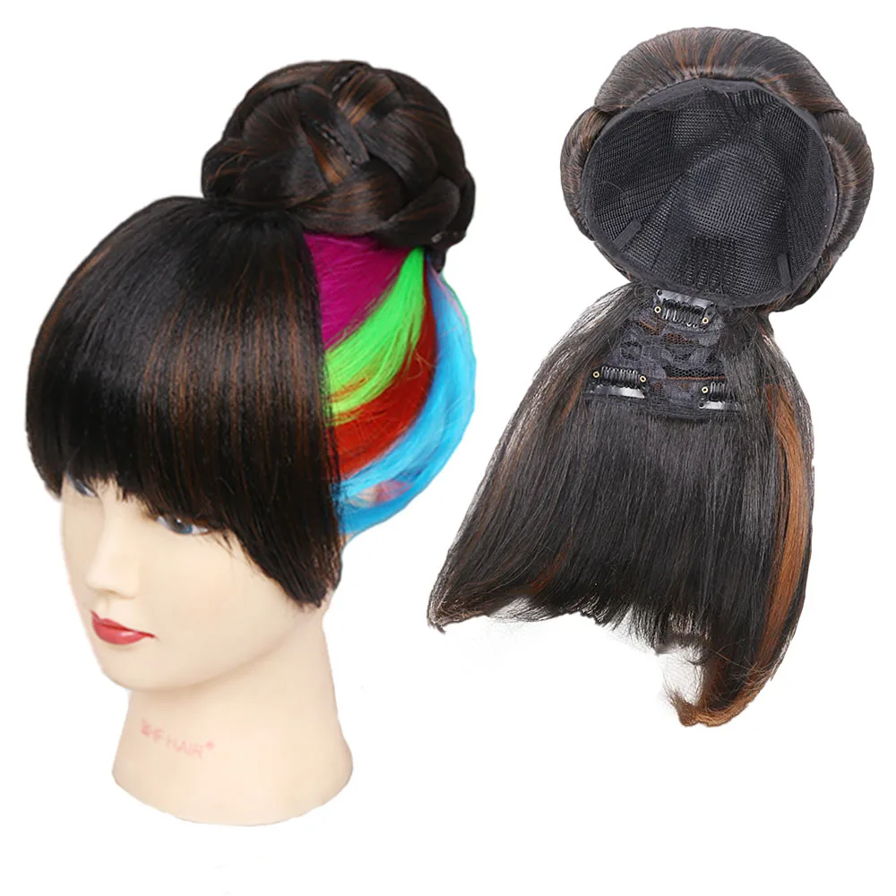 Top Trends: Amir Synthetic Hair Buns With Bangs Clip-in Chignons Heat Resistant Fiber Black Burgundy Colors Hair Piece Ponytail For Women Shoppable Styles