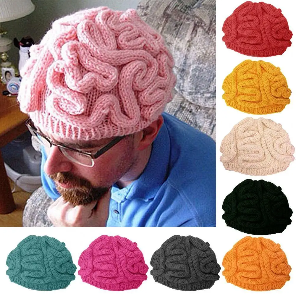 Top Trends: HOT SALES！！！Spoof Horror Brain Knitted Hat Funny Warm Cap Party Headwear Photography Props Shoppable Styles