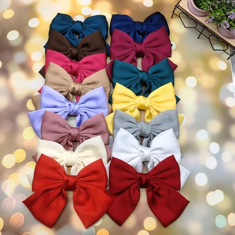 Top Trends: High Quality Soft Chiffon Hairgrips Hair Clip Big Barrettes Bow For Woman Girls Satin Trendy Hairpin 2020 New Hair Accessories Shoppable Styles