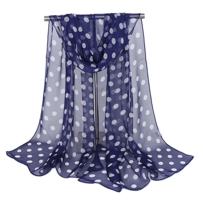 Top Trends: Hot Sell Chiffon Scarf Polka Dot Women Scarves Print Long Soft Wrap Scarf Shawl Beach Scarves Vintage Travel Scarf 160*50cm Shoppable Styles