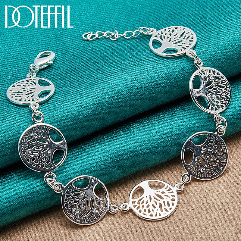 Top Trends: DOTEFFIL 925 Sterling Silver 24K Gold Tree Of Life Chain Bracelet For Women Wedding Engagement Party Fashion Jewelry Shoppable Styles