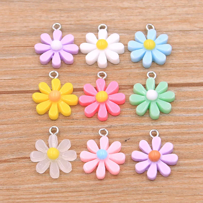 Top Trends: 10PCS 17X20mm 9 Colorful Daisy Flower Flatback Resin Cabochons Scrapbook Craft DIY Embellishments Decor Headwear Accessories Shoppable Styles