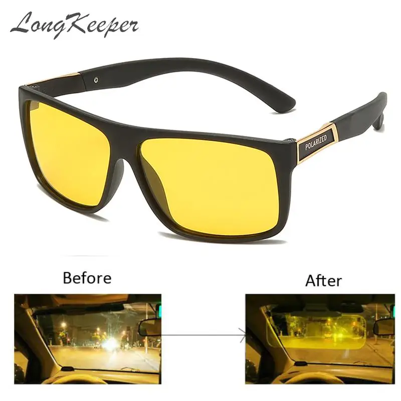 Top Trends: LongKeeper TR90 Night Vision Glasses Men Car Driving Sunglasses Women UV400 Yellow Lens Anti-glare Oculos De Sol Shoppable Styles