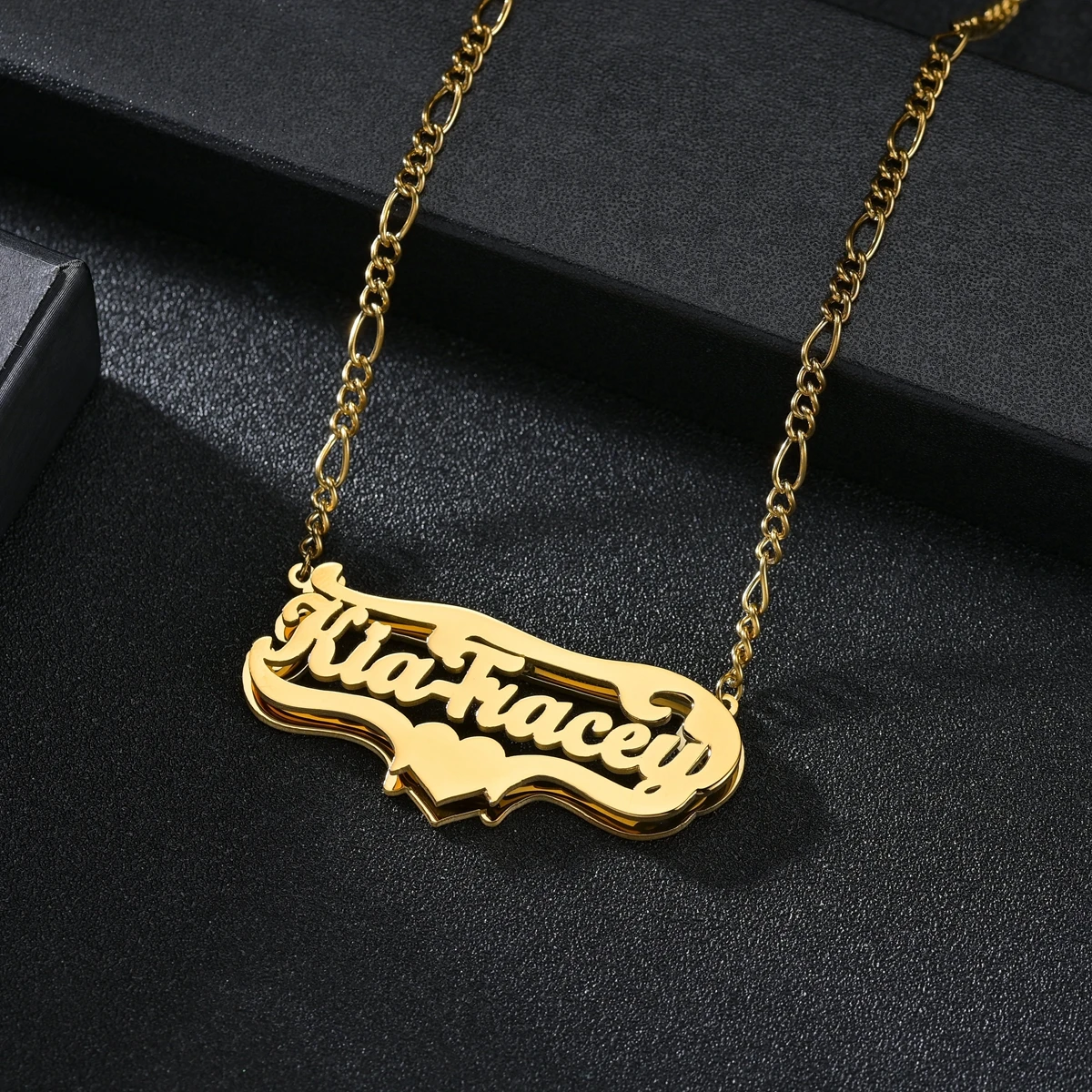 Top Trends: Customized Double Name Hip Hop Letter Necklace Name Gothic Double Plated Name Necklace Piercing Carving Pendants Jewelry Gift Shoppable Styles