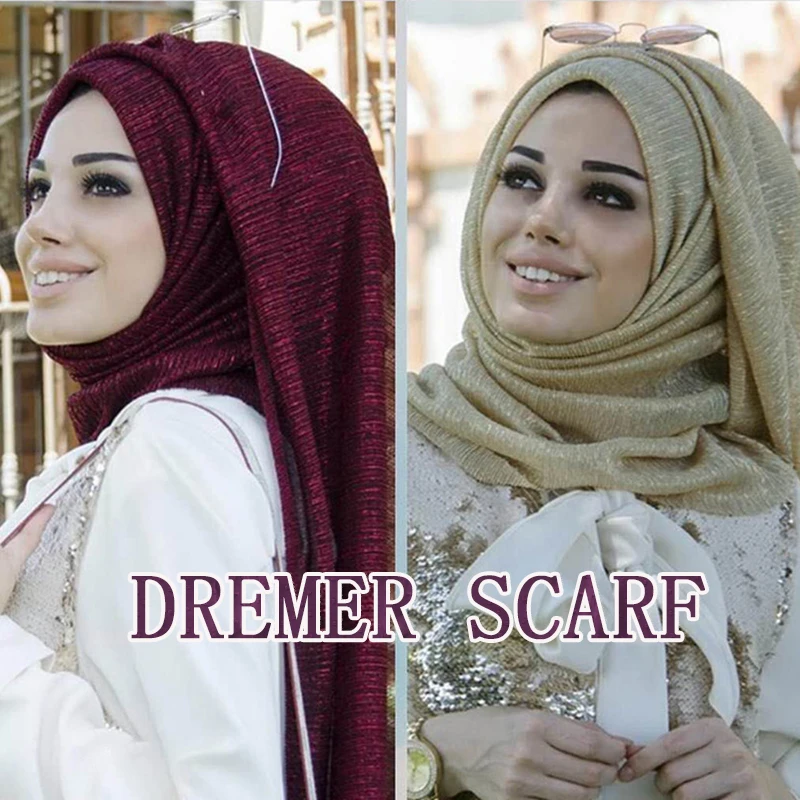 Top Trends: Lurex Glitter Hijabs For Women Muslim Shiny Shawl Plain Crinkle Scarves Woman Party Stoles Pleated Shimmer Hijab Turban Foulard Shoppable Styles