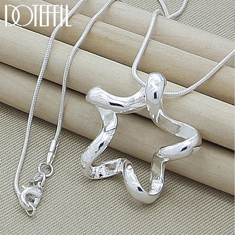 Top Trends: DOTEFFIL 925 Sterling Silver Starfish Pendant Necklace 16-30 Inch Snake Chain For Women Fashion Wedding Engagement Jewelry Shoppable Styles