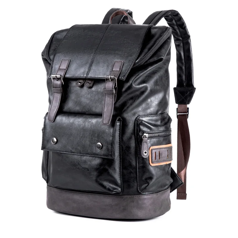 Top Trends: Weysfor Multifunction Men PU Leather Backpack Vintage Canvas Backpacks School Bag Neutral Portable Wearproof Travel Bag Shoppable Styles