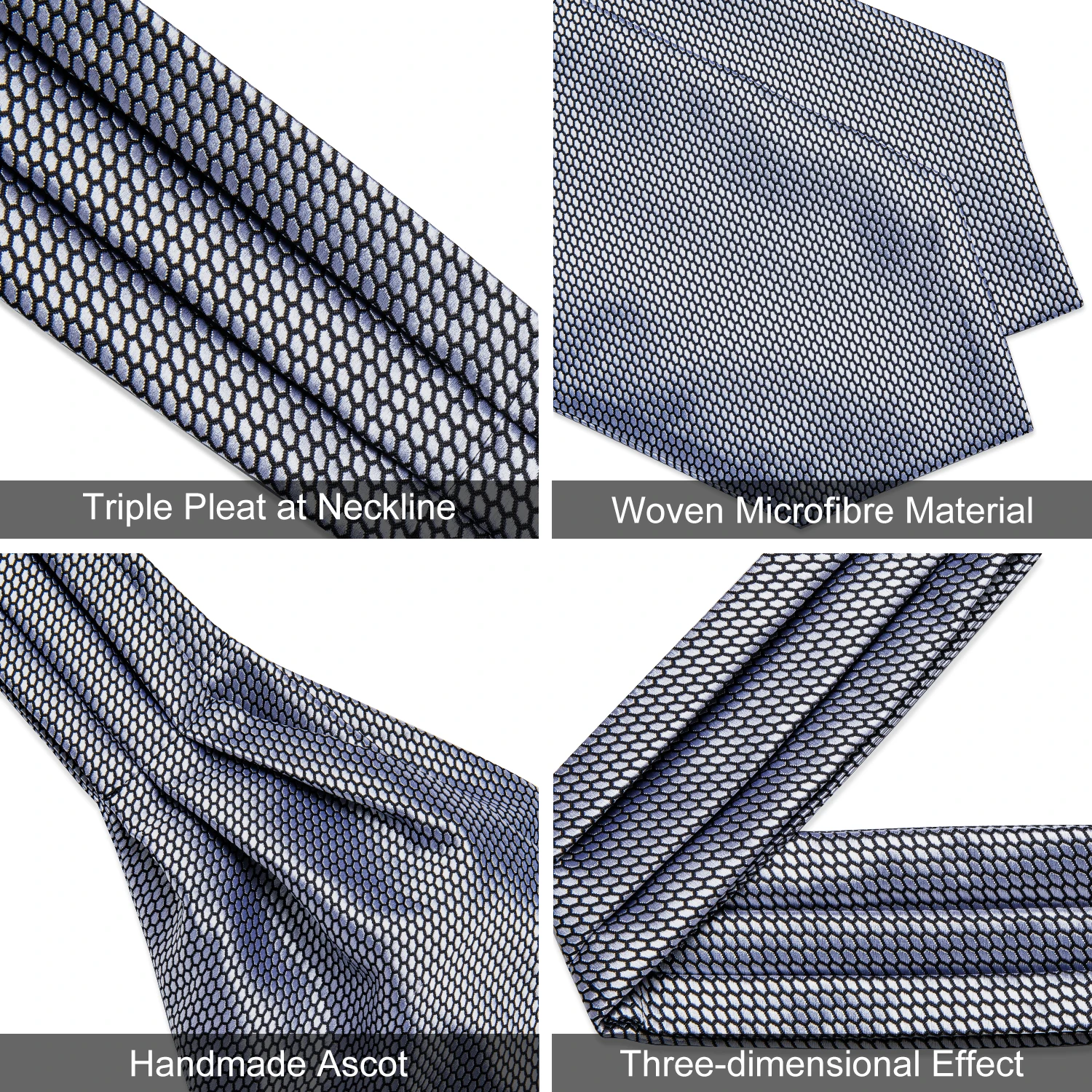 Top Trends: New Design Men Ascot Tie With Ring Silver Check Wedding Formal Cravat Silk Self British Style Neck Tie Handkerchief Set DiBanGu Shoppable Styles - Image 6