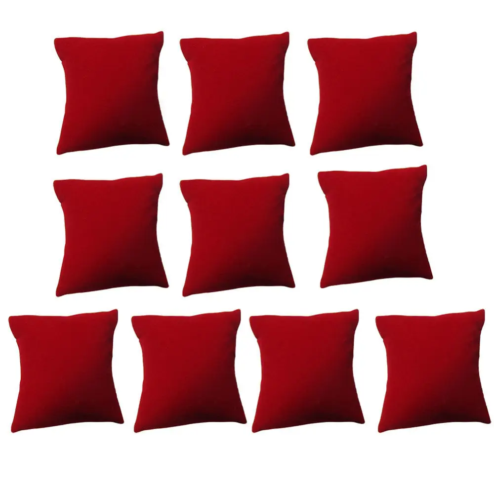 Top Trends: 6Pcs / lot Velvet Black Red Pillow Cushion Bracelet Bangle Watch Jewelry Display Holder Showcase Organizer Wholesale 9x9cm Shoppable Styles