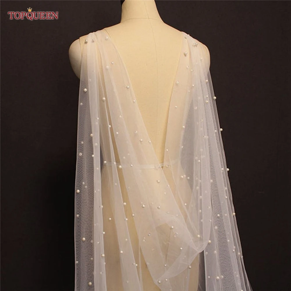 Top Trends: TOPQUEEN G41 Bridal Cape Veil With Pearls Bridal Shawl Bolero Capes For Dress Veil Bride Tulle Summer Bridal Cape Shoppable Styles