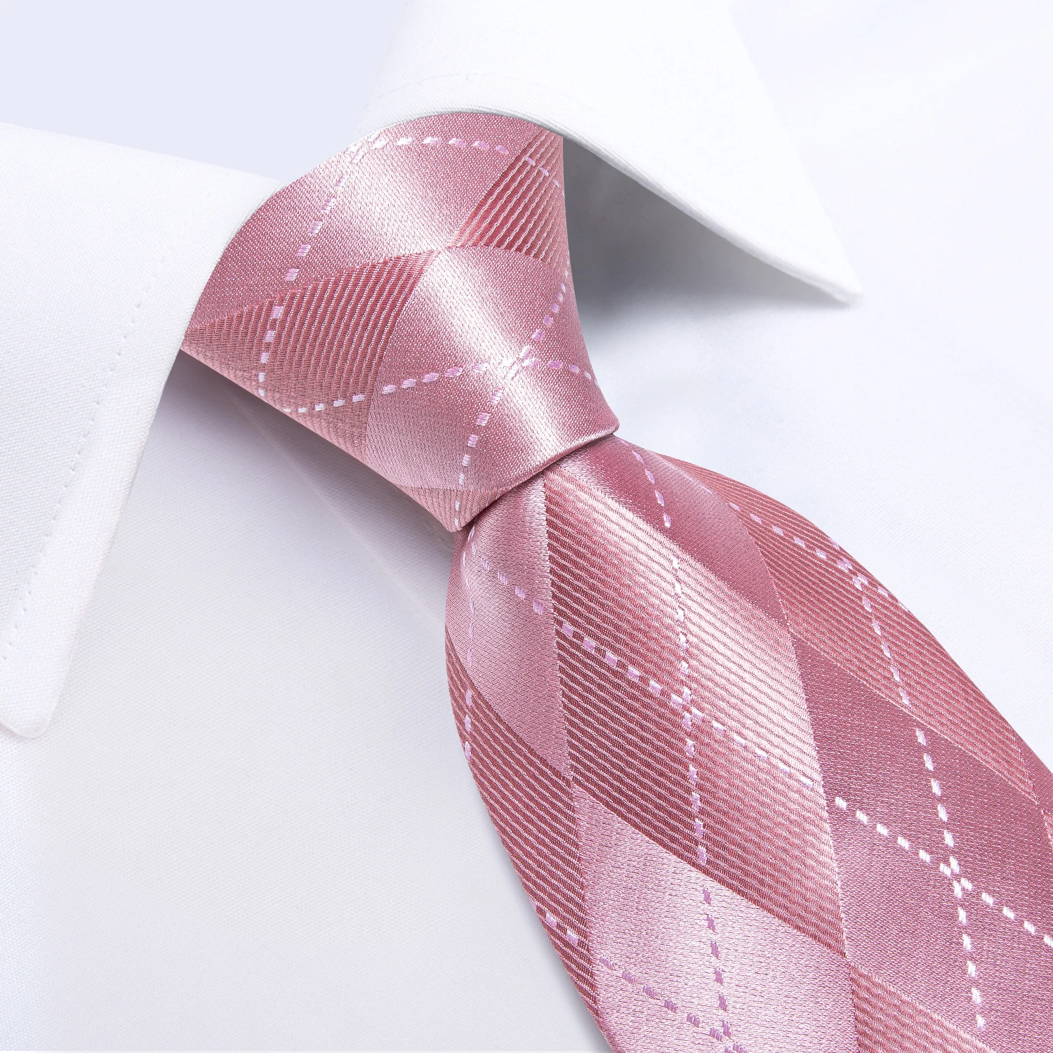 Top Trends: Luxury Designer Pink Plaid Silk Ties For Men 8cm Business Wedding Neck Tie Handkerchief Cufflinks Set Gift For Men Wholesale Shoppable Styles