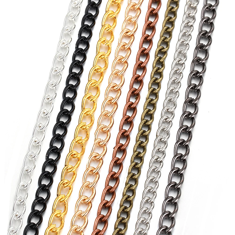 Top Trends: 2m / lot Bracelet Necklace Chains 2.5 / 3.5 / 4.5mm Silver / Gold / Gunblack / Bronze Plated Link Chain For DIY Jewelry Making Accessories Shoppable Styles