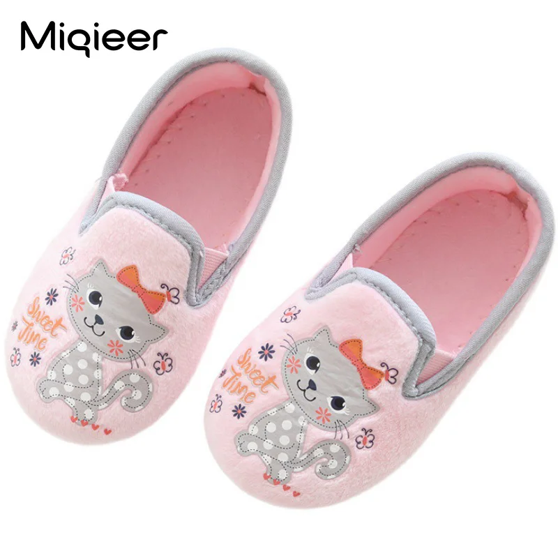 Top Trends: Autumn Winter Sweet Girls Boys Home Slippers Anti Skid Children Kids Cute Cat Indoor Floor Soft Shoes Flat Footwear Zapatos Nina Shoppable Styles