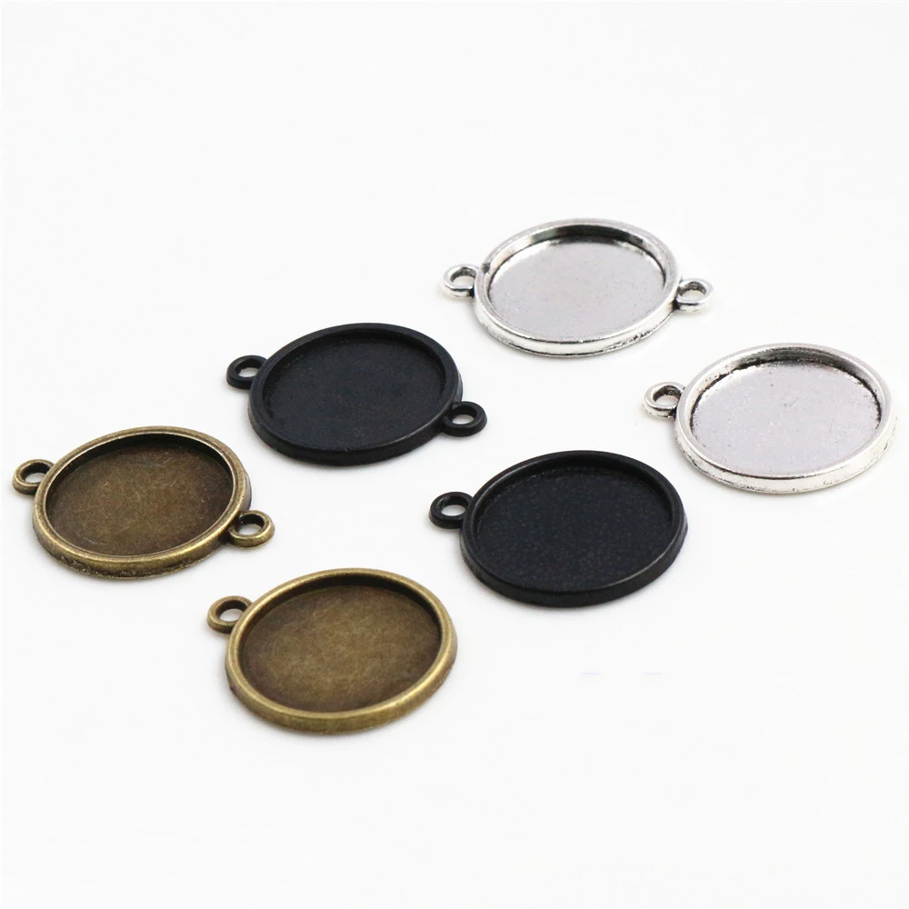 Top Trends: 14mm 16mm 18mm Inner Size Antique Bronze Silver Plated Black Bronze 6 Simple Style Cabochon Base Cameo Setting Charms Pendant Shoppable Styles