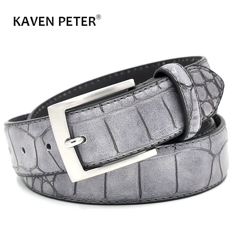 Top Trends: Mens Fashion Waist Belts Faux Crocodile Pattern With Split Leather Luxury Male Designer Belt Accessories Factory Price Shoppable Styles