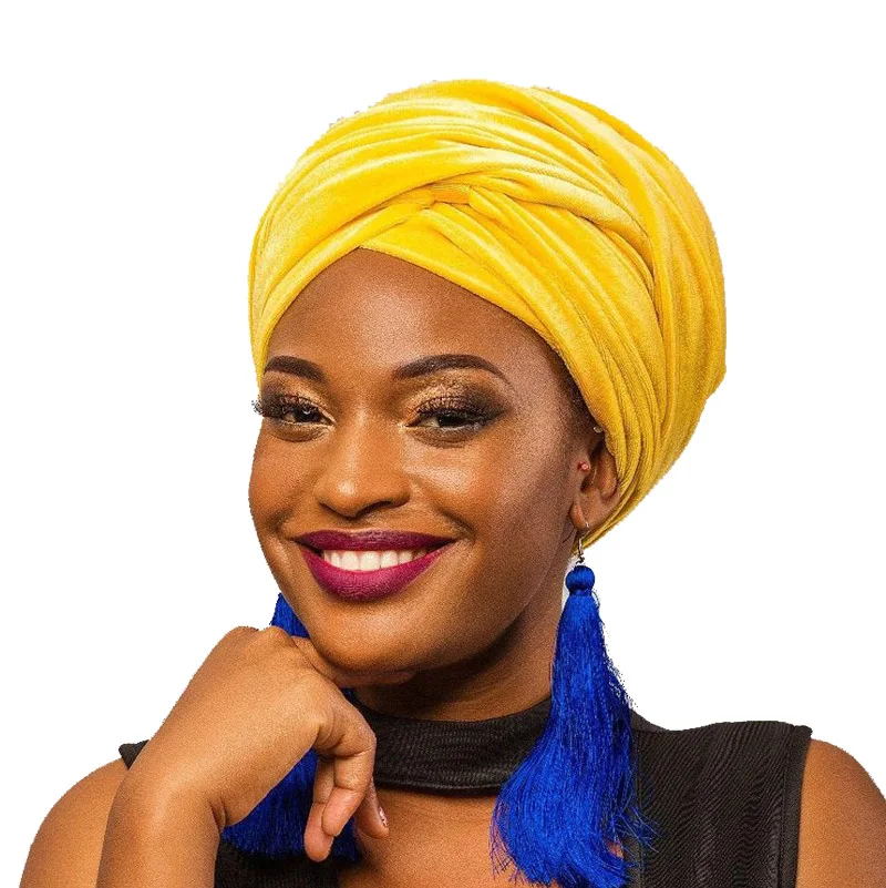 Top Trends: 2022 Plain Velvet Hijab Turban Cap Muslim Long-tailed Headscarf Hat Islamic Under Scarf Bonnet Ladies African Wrap Head Scarves Shoppable Styles - Image 3