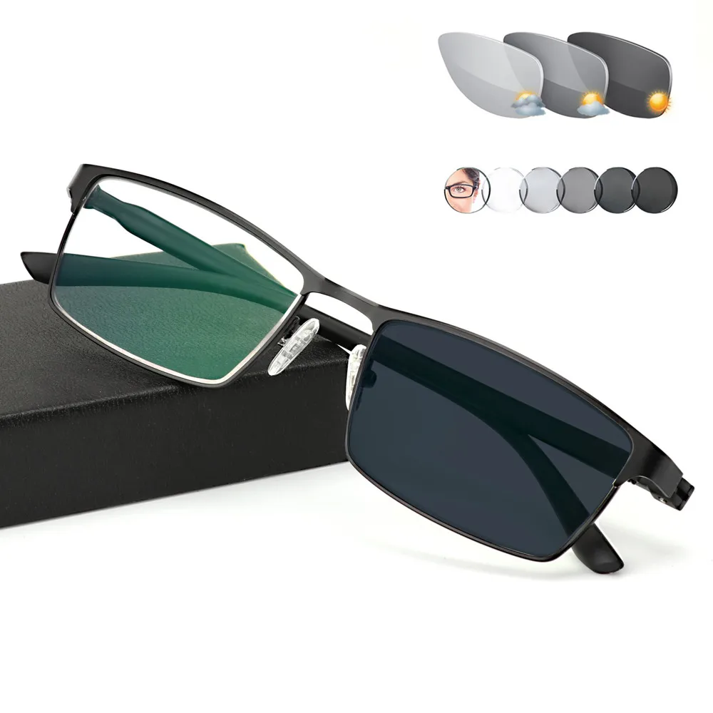 Top Trends: Titanium Alloy Outdoor Photochromic Reading Glasses Men Sun Automatic Discoloration Presbyopia Hyperopia Glasse Gafas De Lectura Shoppable Styles