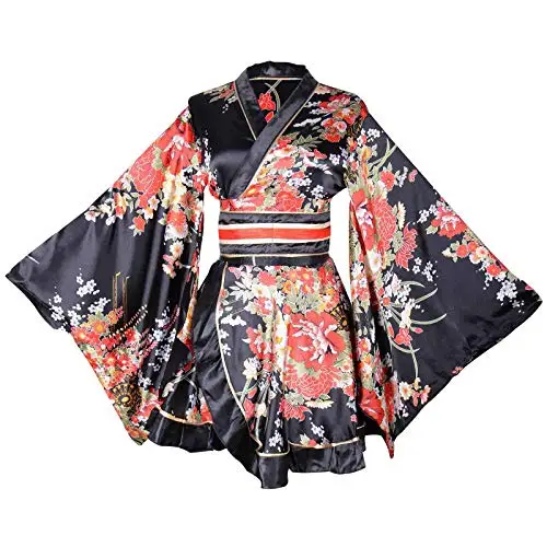 Top Trends: Women&#039;s Kimono Costume Adult Japanese Geisha Yukata Sweet Floral Patten Gown Blossom Satin Bathrobe Sleepwear With OBI Belt Shoppable Styles