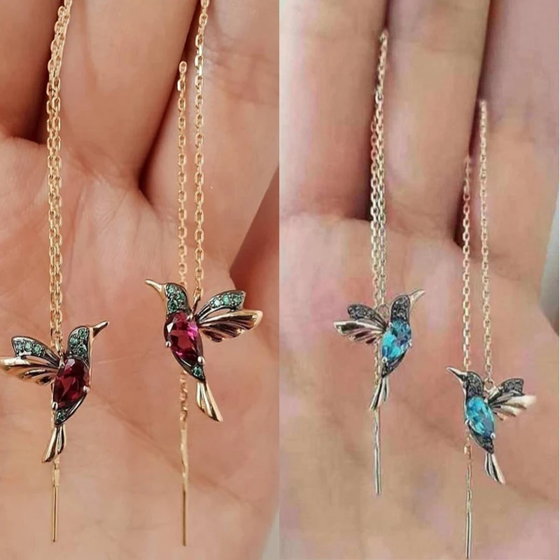 Top Trends: New Unique Little Bird Drop Long Hanging Hummingbird Earrings For Women Elegant Girl Tassel Crystal Pendant Earring Jewelry Shoppable Styles