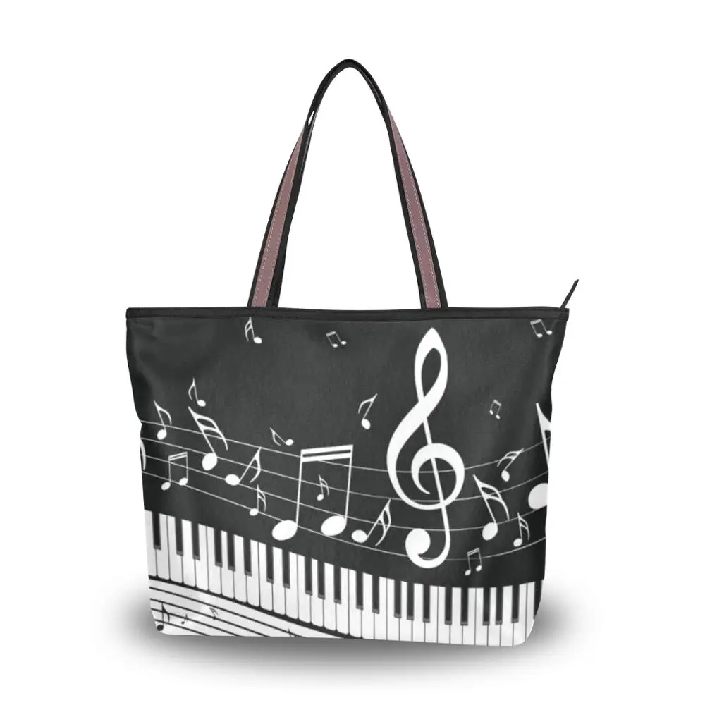 Top Trends: ALAZA Music Note Design Casual Women Shoulder Handbags Large Capacity Beach Bag For Ladies Piano Print Tote Bags Bolsa Feminina Shoppable Styles