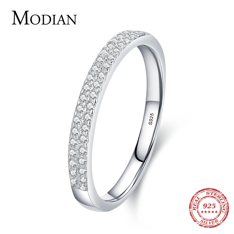 Top Trends: Modian Classic Design Sparkling Cubic Zirconia Ring Real 925 Sterling Silver Female Wedding Band Finger Rings For Women Jewelry Shoppable Styles