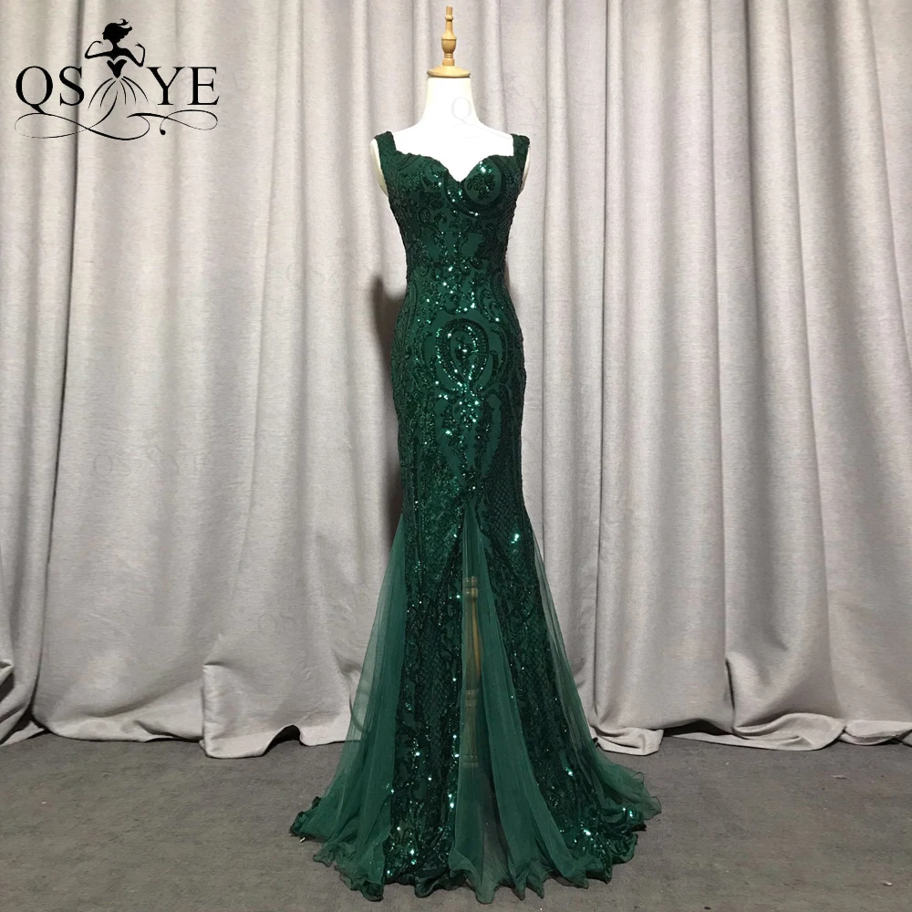 Top Trends: Luxury Emerald Evening Dresses Green Sequined Long Mermaid Prom Gown Glitter Elegant Party Dress Pattern Lace Formal Dress 2022 Shoppable Styles