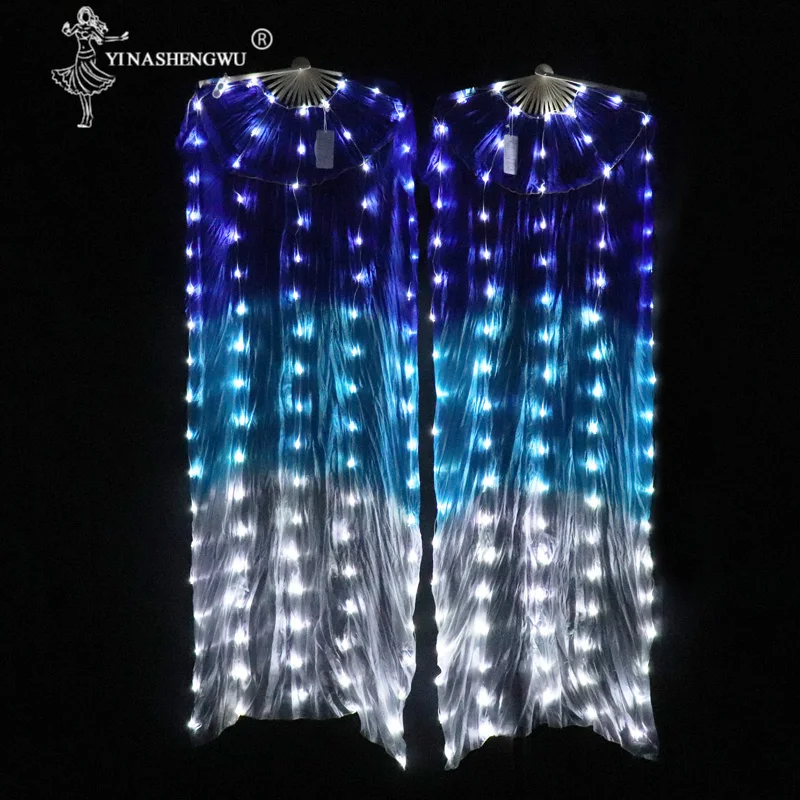 Top Trends: Belly Dance LED Fan Accessories Light LED Silk Fans Shiny Women LED Light 1 Pair Belly Dance Veil Performance Props With Battery Shoppable Styles