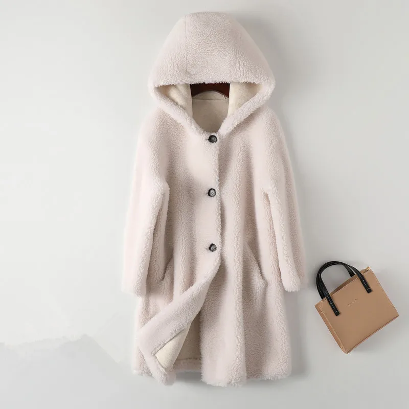 Top Trends: Women Winter New Lamb Fur Coat Female Korean Hooded Granule Sheep Shearing Jacket Loose Mid-Length Warm Outerwear Ladies H1693 Shoppable Styles