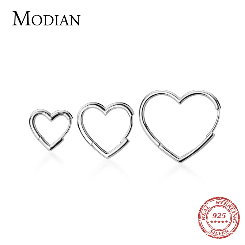 Top Trends: Modian Genuine 925 Sterling Silver Glossy Hearts Hoop Earring For Women Gift Simple Earring Fashion Korea Style Jewelry Bijoux Shoppable Styles