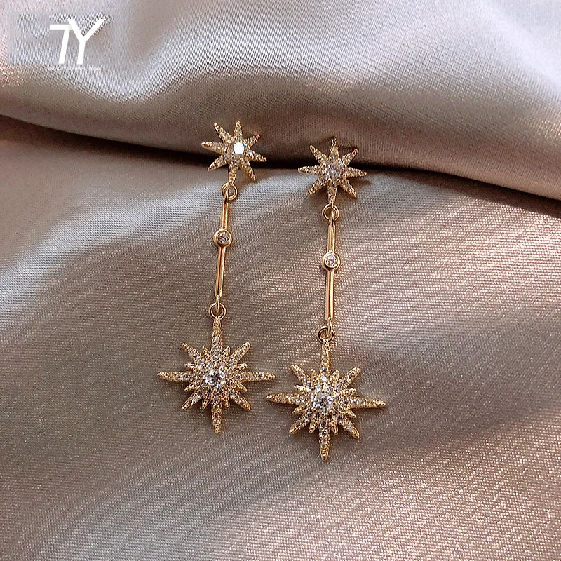 Top Trends: Fashion Crystal Star Long Earrings For Women With Earrings For Friends Gift Trendy Earrings Exaggerated Earrings Shoppable Styles