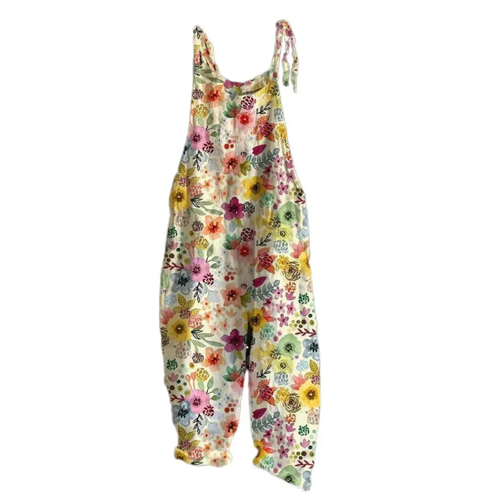 Top Trends: 2022 New Women Jumpsuit Flower Printed Sling Design Thin Summer Vintage Loose Floral Print Rompers Overalls Women For Party Shoppable Styles