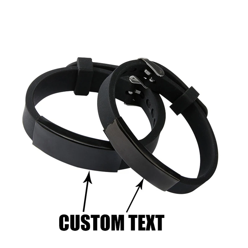 Top Trends: Custom Name Silicone Bracelet Men Punk Fashion Lovers Black Engrave Logo Id Bracelets For Women Friends Luxury Brand Shoppable Styles