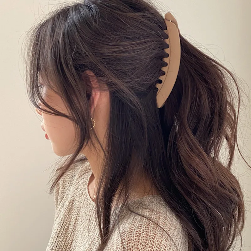 Top Trends: Matte Solid Banana Hair Claw Clips Clamp Barrettes Big Women Hairgrips Hairpin Girls Ponytail Hair Accessories Leopard Headwear Shoppable Styles